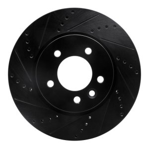 Land Rover LR3 Brake Rotor (1) - Front Left - R1 Concepts - Drilled & Slotted - Black - `05-`07